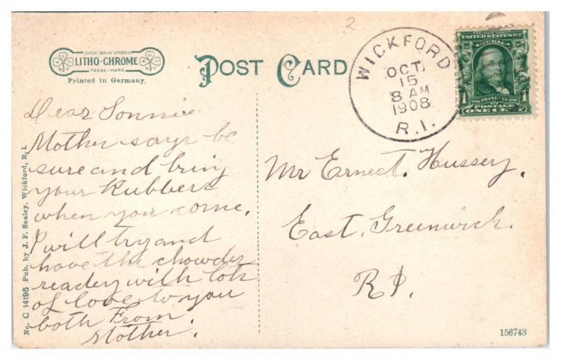 1908 Premier Worsted Mills, Wickford, RI Postcard