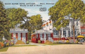 Biloxi Mississippi Beach Manor Hotel Cottages Vintage Postcard JE359612