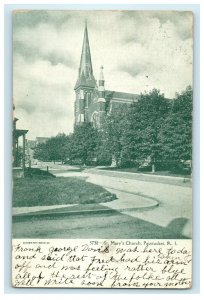 1907 St. Mary's Church View, Pawtucket Rhode Island, RI Antique Postcard 