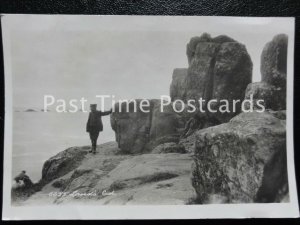 Cornwall LANDS END Man / Sailor RARE Old RP Postcard by Hawke of Helston