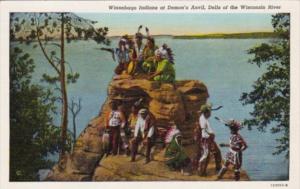 Winnebago Indians At Demon's Anvil Dells Of The Wisconsin River Curteich