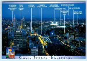 MELBOURNE, Australia ~ View from RIALTO TOWERS at Night 4.75x6.75 Postcard