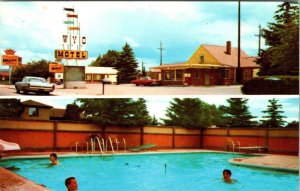 Laramie, WY Wyoming  WYO MOTEL  Roadside US 30 POOL VIEW Vintage Chrome Postcard