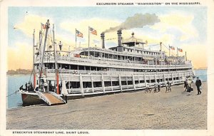 Excursion steamer, Washington on the Mississippi River Boat Writing on Back 