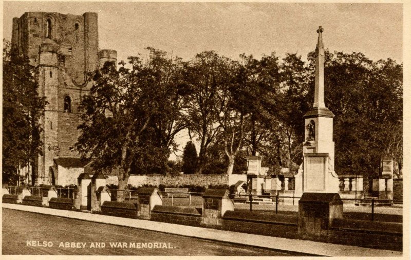 UK - England, Kelso. Abbey and War Memorial