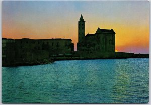 Trani The Romanisque Cathedrl (XII Century) Italy Sunset Ocean View Postcard