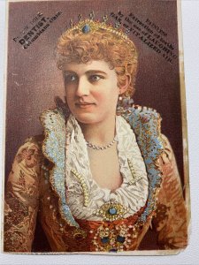 Victorian Trade Card Dr E W Dole DENTIST Columbus Ohio Lady Wearing Crown