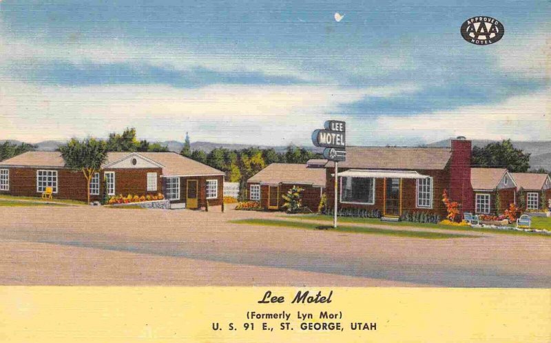 Lee Motel US 91 E St George Utah linen postcard