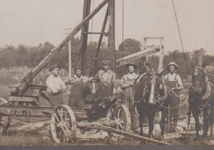 Robinson ILLINOIS RPPC c1910 WELL DRILLING CREW Drill Driller nr Effingham Olney