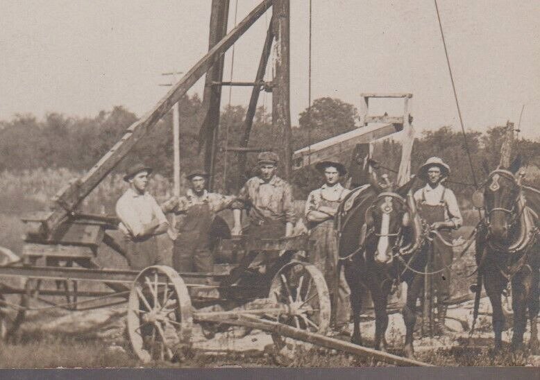 Robinson ILLINOIS RPPC c1910 WELL DRILLING CREW Drill Driller nr Effingham Olney