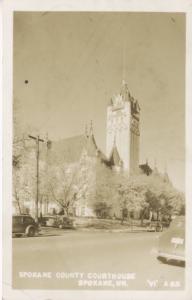 Spokane County Courthouse Spokane WA Wash. c1947 Real Photo Postcard E8 