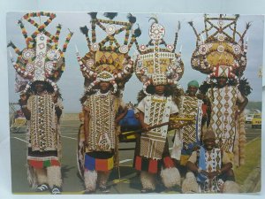 Vintage Postcard Zulu Ricksha Pullers Durban South Africa