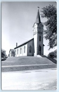 RPPC WATERLOO, Wisconsin WI~ ST. JOSEPHS CHURCH c1950s Jefferson County Postcard