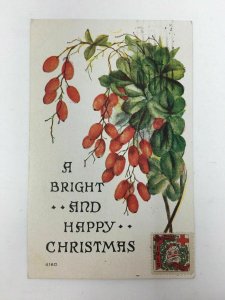 c. 1915 Christmas Postcard with American Red Cross Seal Sticker Xmas F.A. Owen