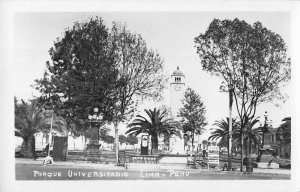 Lima Peru 1930s RPPC Real Photo Postcard Parque Universitario University