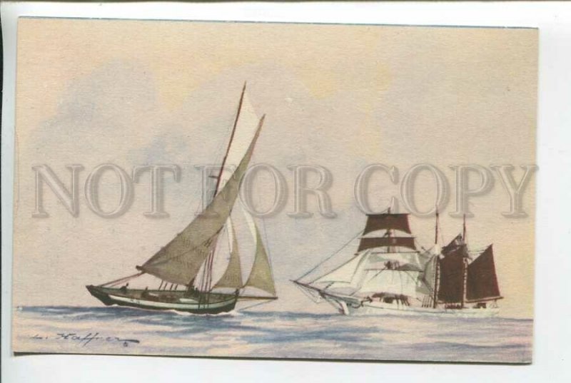 439346 FRANCE HAFFNER Pilot and Three Mast Schooner advertising colonial lines