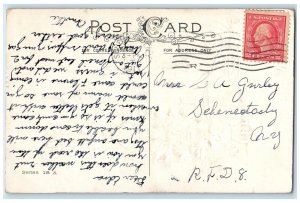 1911 Christmas Tree Decorated Qoutes Holly Bells Embossed Antique Postcard