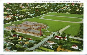 Postcard MO St. Joseph - Air View of Central High School and Athletic Field