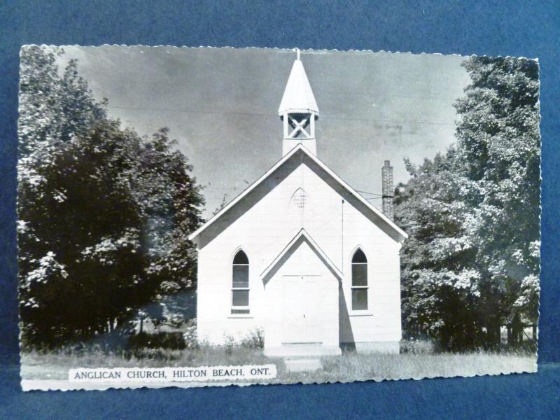 Postcard Canada Ontario Hilton Beach Anglican Church RPPC Real Photo