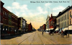 Postcard Michigan Street, South from Colfax Avenue in South Bend, Indiana~131300