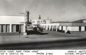 VINTAGE POSTCARD MOBILE MOTEL TUSCON ARIZONA REAL PHOTO POST CARD MAILED 1952