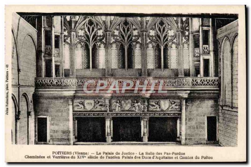 Old Postcard Poitiers Courthouse Room of Lost Steps Fireplaces and verrieres ...