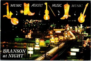 Aerial View Branson MO at Night Postcard H26