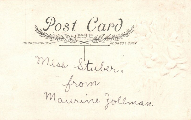 Vintage Postcard 1910's A Happy Easter Greetings Card Flowers and Birds Nature