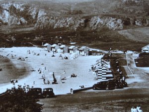 Scotland OBAN Ganavan Sands from above THE PAVILION c1930s RP Postcard