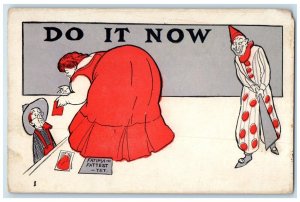 c1910's Jester Clown Fat Woman Big Butt Fatima The Fattest Yet Antique Postcard