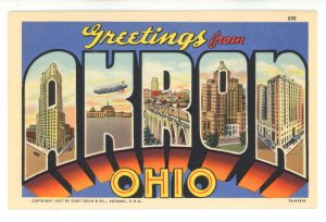 OH - Large Letter Greetings from Akron, Ohio