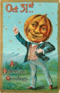 Halloween, Pumpkin Face, Man with Suit, Gottschalk No 2040-A