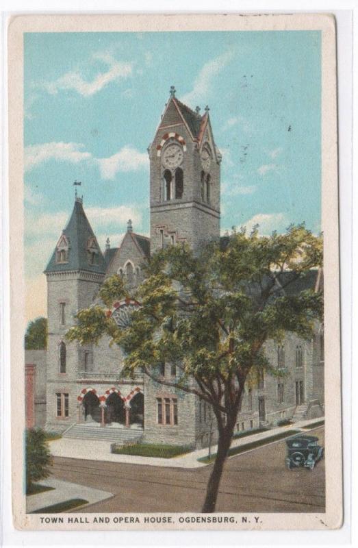 Opera House Town Hall #2 Ogdensburg NY 1924 postcard