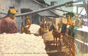 COTTON GIN ON PLANTATION NEAR MEMPHIS TENNESSEE BLACK AMERICANA POSTCARD 1955