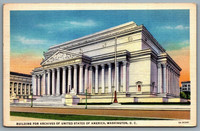 Postcard Washington D.C. 1935 Building for Arhives of United States of America