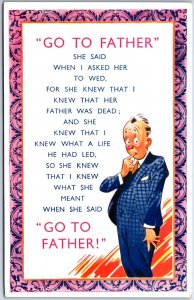 VINTAGE POSTCARD GO TO FATHER MARRIAGE PROPOSAL HUMOR c. 1920s