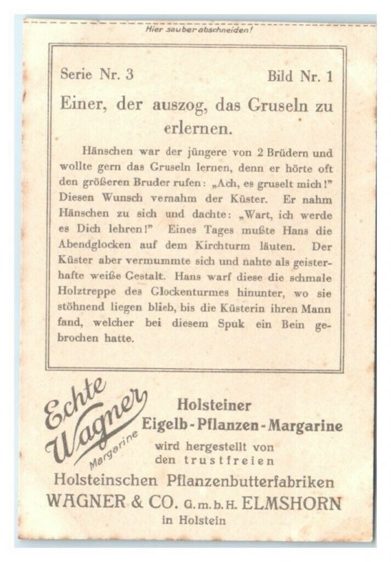 Hans Kicks Kuster Ghost Down Tower Stairs, Echte Wagner German Trade Card *VT31A