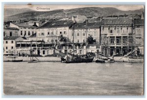 c1910 Scene of Schooner Boats in Crikvenica Croatia Posted Antique Postcard