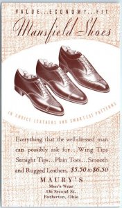 Postcard - Value... Economy... Fit Mansfield Shoes - Maury's - Barberton, Ohio