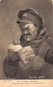 Comic Humor WWI Bruce Bairnsfather Art Old Bill Eternal Question postcard C354