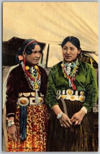 Vtg Native American Navajo Indian Women Arizona New Mexico 1940s Postcard