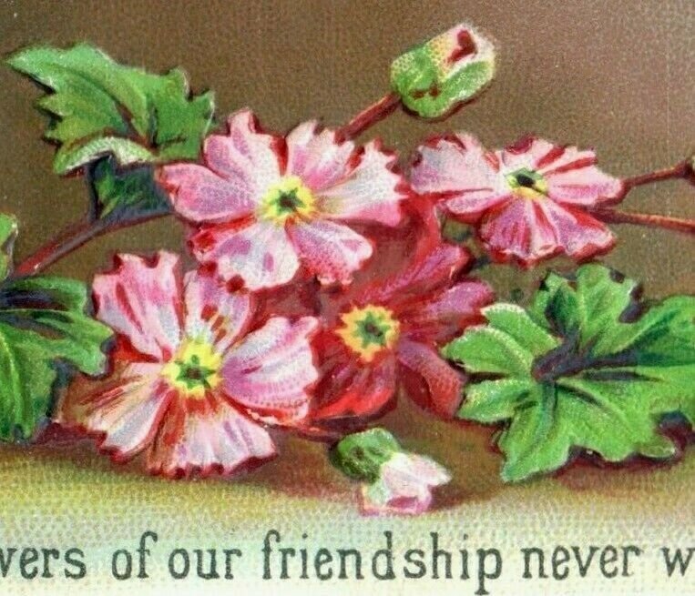 1880s-90s Embossed Victorian Cards Pink Flowers Violets Fab! Lot Of 2 P210