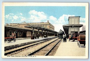 c1930's New York Central Station Train Depot Utica New York NY Antique Postcard