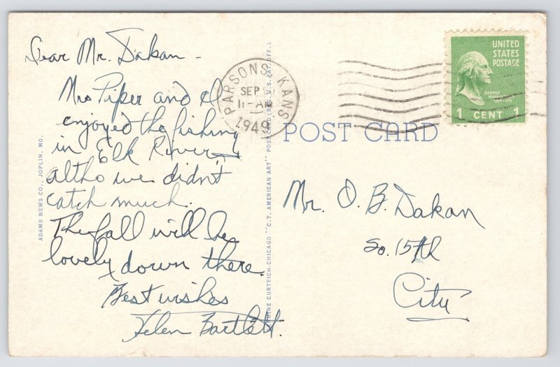 Linen~Elk River & Cliffs Noel Missouri~Vintage Postcard