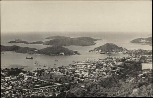 St Thomas Virgin Islands Charlotte Amalie Harbor Bird's Eye View Vintage PC