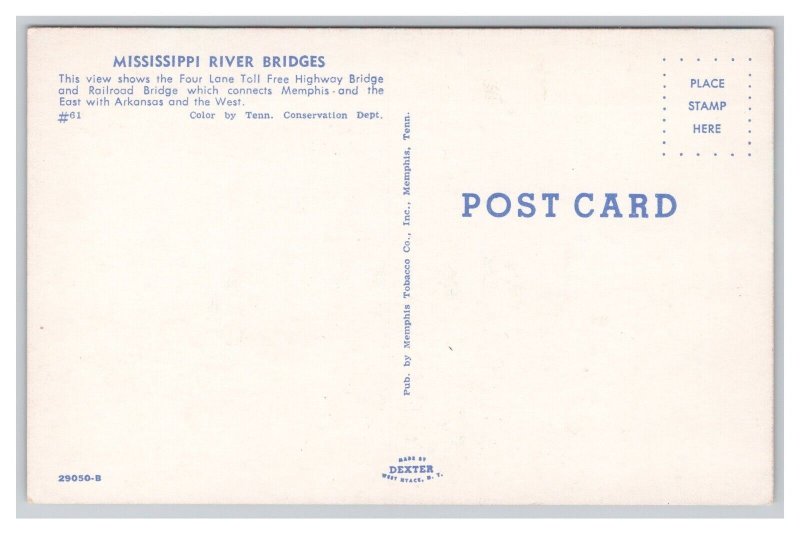 Tennessee / Arkansas Mississippi River Bridges Postcard