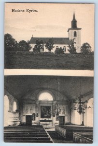 Hudene Vastra Gotaland Sweden Postcard Hudene Church c1910 Antique Unposted