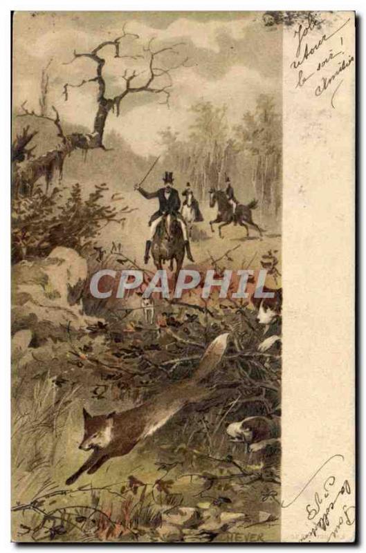 VINTAGE POSTCARD Dogs Dog Hunt Fox Riders