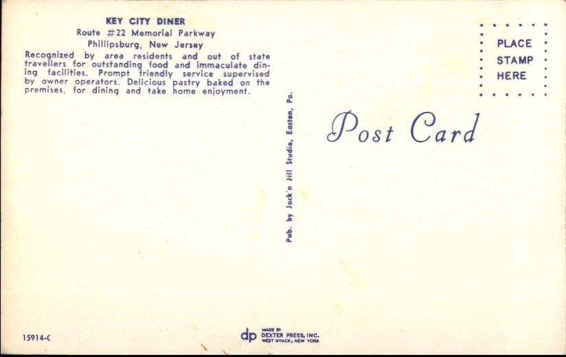 Phillipsburg NJ Key City Diner Route 22 Old Postcard | United States ...