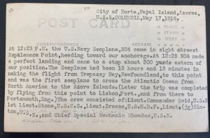 Mint Usa Real Picture Postcard NC4 First Trans Atlantic Flight Azores 1919
